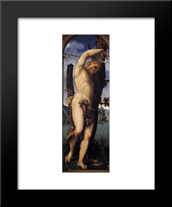 St. Sebastian 20x24 Black Modern Wood Framed Art Print Poster by Lotto, Lorenzo