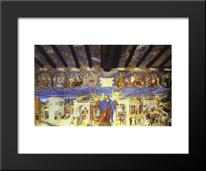 The Legend Of St. Barbara. 20x24 Black Modern Wood Framed Art Print Poster by Lotto, Lorenzo