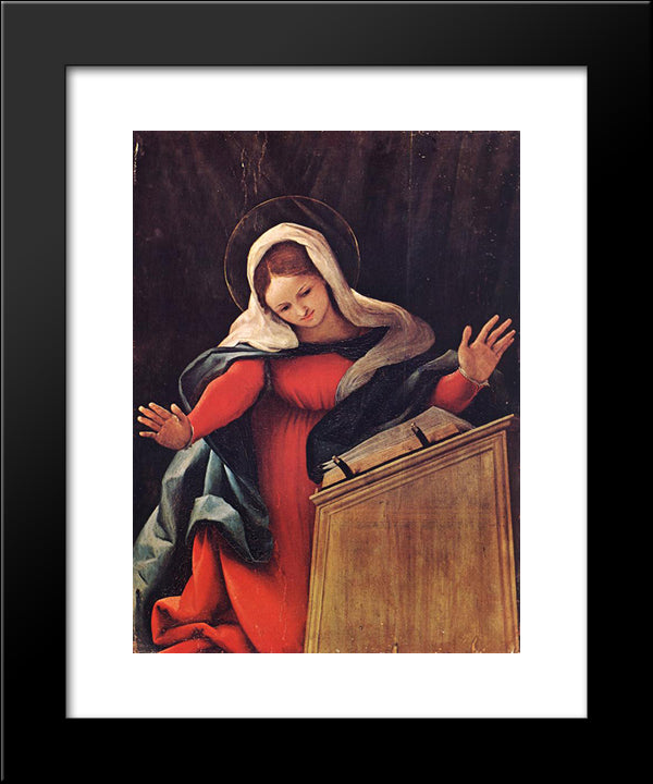 Virgin Annunciated 20x24 Black Modern Wood Framed Art Print Poster by Lotto, Lorenzo