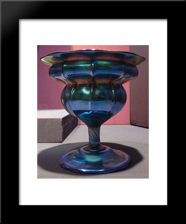 Compote, Purple To Blue Iridescent Glass 20x24 Black Modern Wood Framed Art Print Poster by Tiffany, Louis Comfort