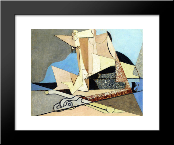 Figures And Marine Anchor 20x24 Black Modern Wood Framed Art Print Poster by Marcoussis, Louis