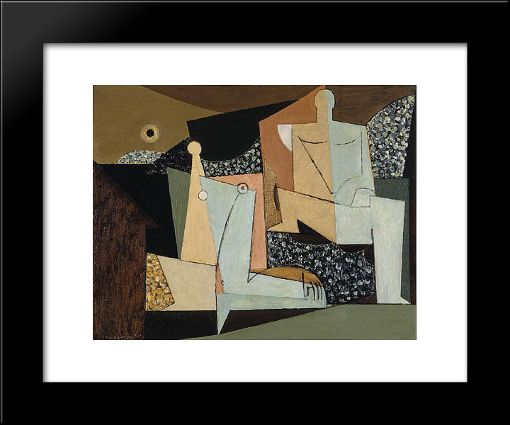 Figures On A Beach 20x24 Black Modern Wood Framed Art Print Poster by Marcoussis, Louis