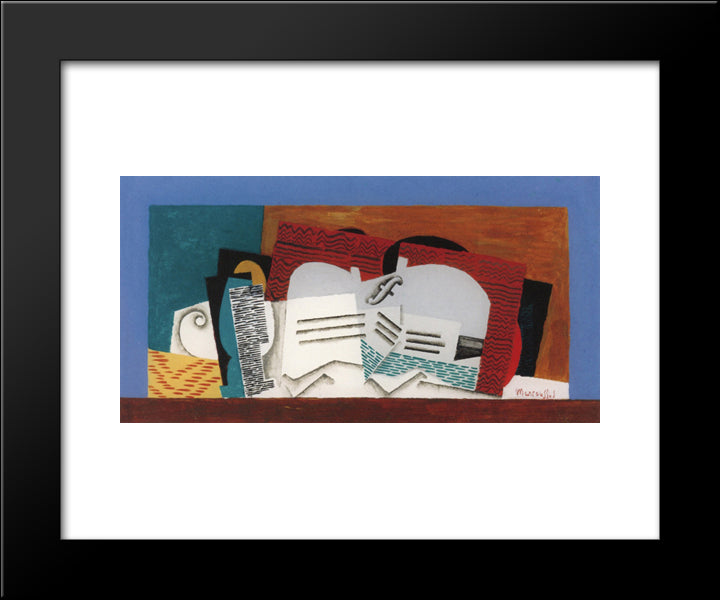 Glass And Violin 20x24 Black Modern Wood Framed Art Print Poster by Marcoussis, Louis