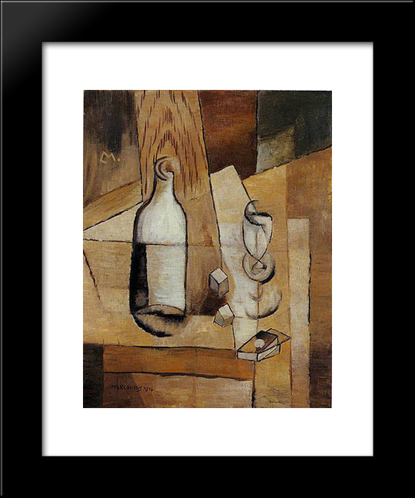 Nature Morte Cubiste 20x24 Black Modern Wood Framed Art Print Poster by Marcoussis, Louis