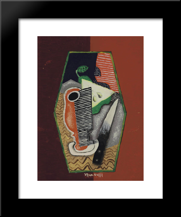 Poire Verte Et Couteau 20x24 Black Modern Wood Framed Art Print Poster by Marcoussis, Louis