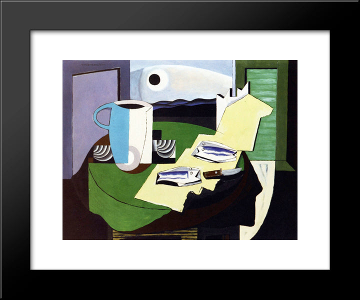 Still Life With Fish 20x24 Black Modern Wood Framed Art Print Poster by Marcoussis, Louis