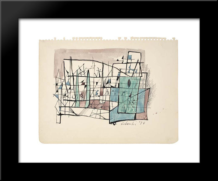Abstract Composition 20x24 Black Modern Wood Framed Art Print Poster by Schanker, Louis