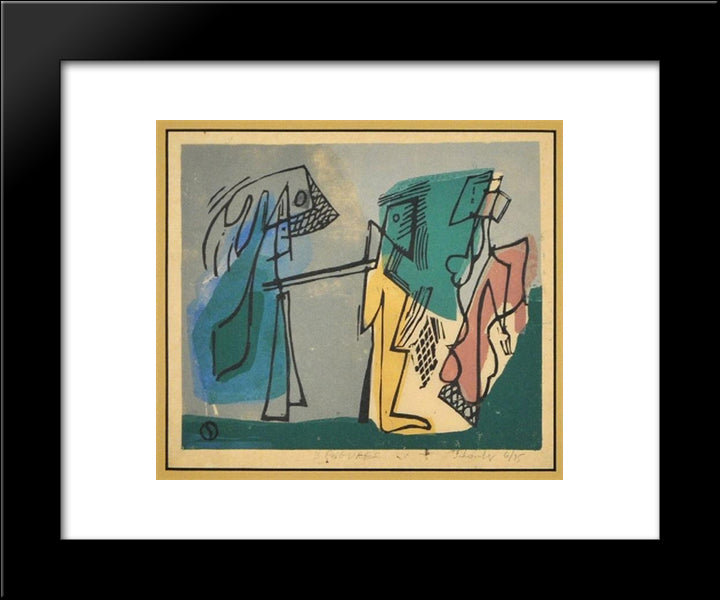 Three Figures 20x24 Black Modern Wood Framed Art Print Poster by Schanker, Louis