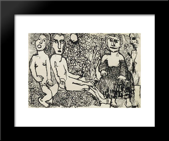 Femmes Sur Un Banc 20x24 Black Modern Wood Framed Art Print Poster by Soutter, Louis