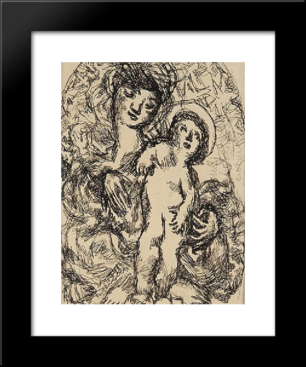 La Vierge Et L'Enfant 20x24 Black Modern Wood Framed Art Print Poster by Soutter, Louis