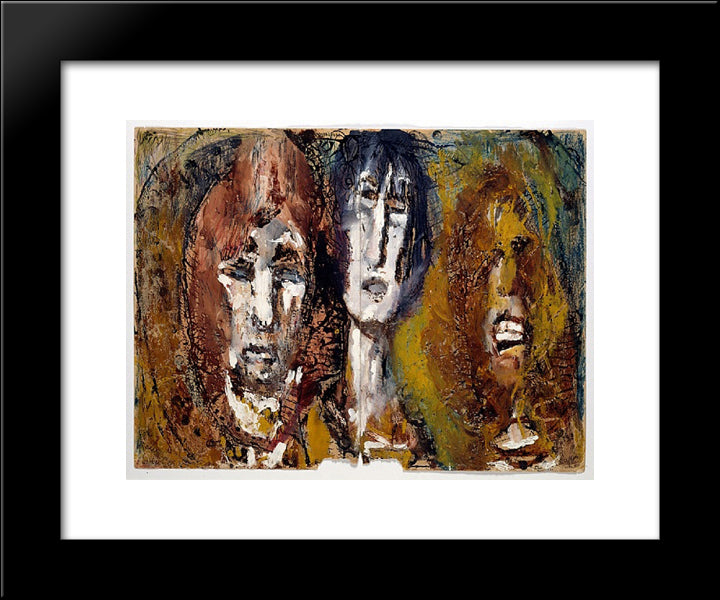 Trois Tetes Tropiques 20x24 Black Modern Wood Framed Art Print Poster by Soutter, Louis