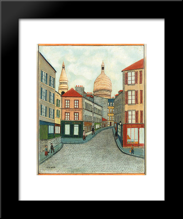 Le Consult D'Auvergne Et Le Sacre-Couer 20x24 Black Modern Wood Framed Art Print Poster by Vivin, Louis