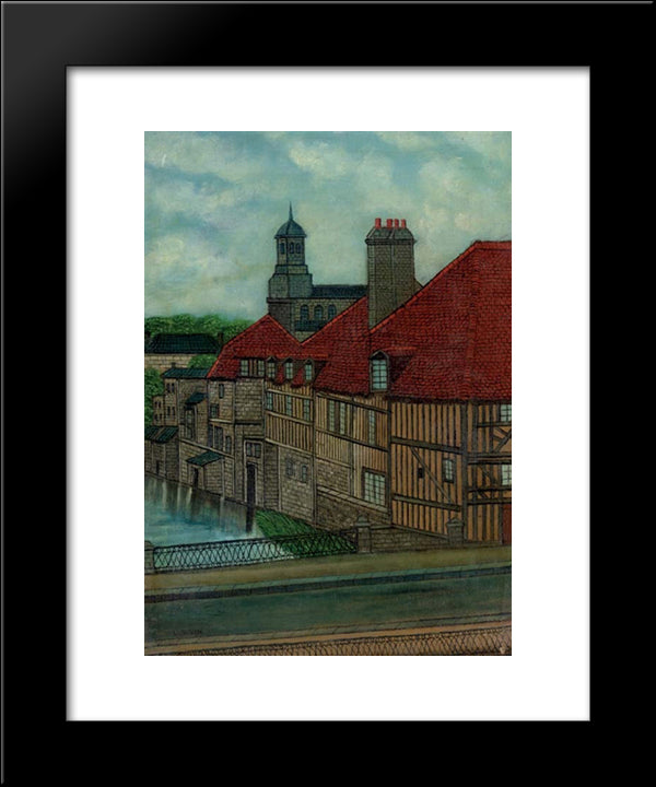 L'Eglise St. Desir 20x24 Black Modern Wood Framed Art Print Poster by Vivin, Louis