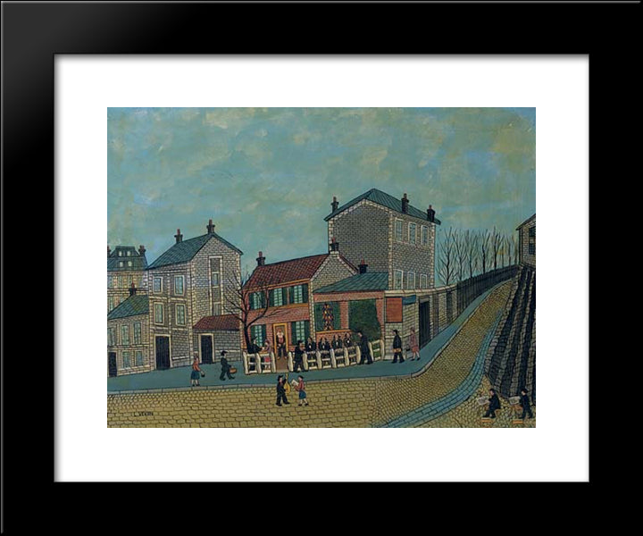 Paris Montmartre, Cabaret Lapin Agile 20x24 Black Modern Wood Framed Art Print Poster by Vivin, Louis