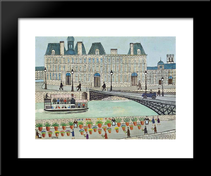Quai Aux Fleurs 20x24 Black Modern Wood Framed Art Print Poster by Vivin, Louis