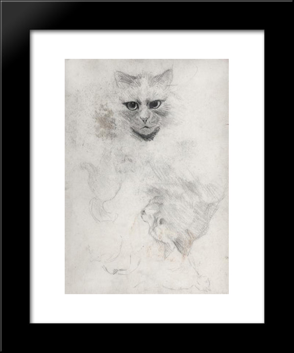 Dark-Eyed Cat 20x24 Black Modern Wood Framed Art Print Poster by Wain, Louis