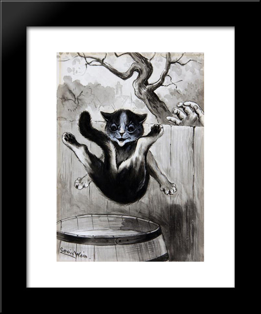 Old Song 'The Cat Came Back' 20x24 Black Modern Wood Framed Art Print Poster by Wain, Louis