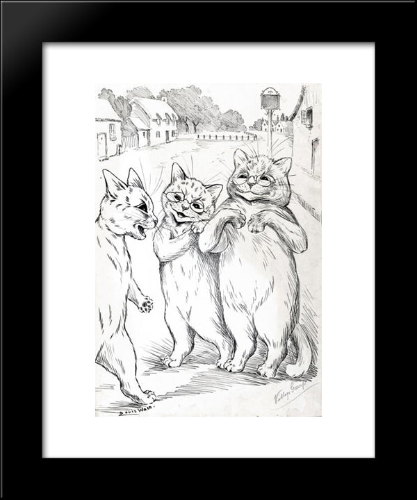 The Confidence Trick Baffled Sharp Cat 20x24 Black Modern Wood Framed Art Print Poster by Wain, Louis
