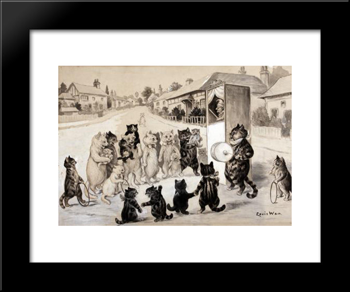 The Punch And Judy Show 20x24 Black Modern Wood Framed Art Print Poster by Wain, Louis