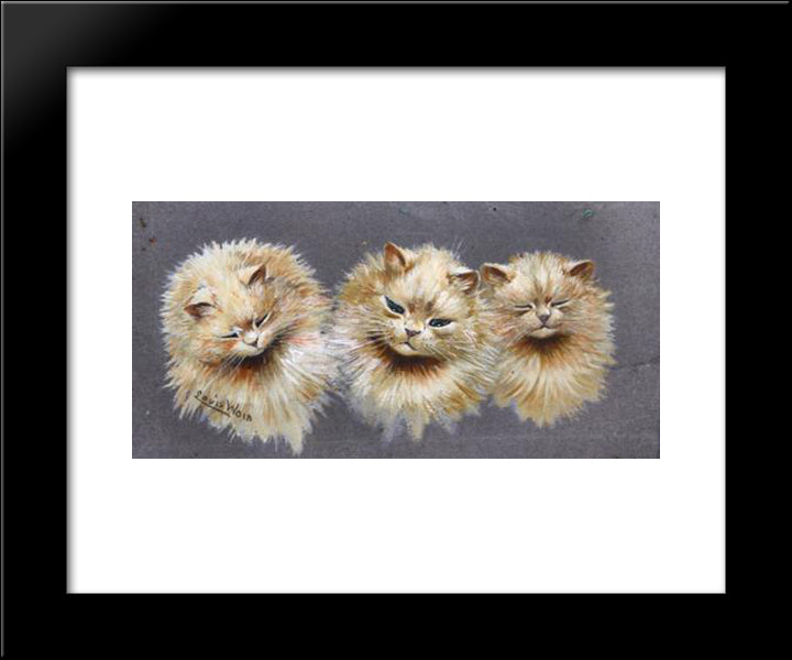 Three Cats 20x24 Black Modern Wood Framed Art Print Poster by Wain, Louis