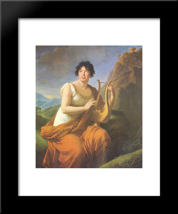 Portrait Of Madame De Stael As Corinne 20x24 Black Modern Wood Framed Art Print Poster by Vigee Le Brun, Louise Elisabeth