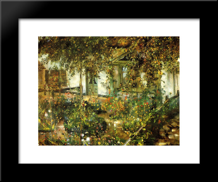 Farmyard In Bloom 20x24 Black Modern Wood Framed Art Print Poster by Corinth, Lovis