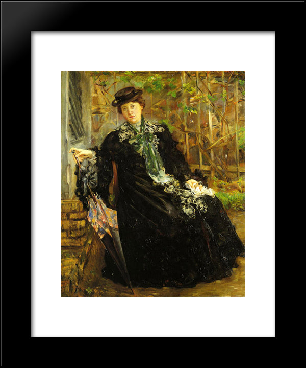 In A Black Coat 20x24 Black Modern Wood Framed Art Print Poster by Corinth, Lovis