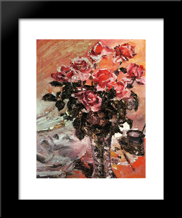 Pink Roses 20x24 Black Modern Wood Framed Art Print Poster by Corinth, Lovis