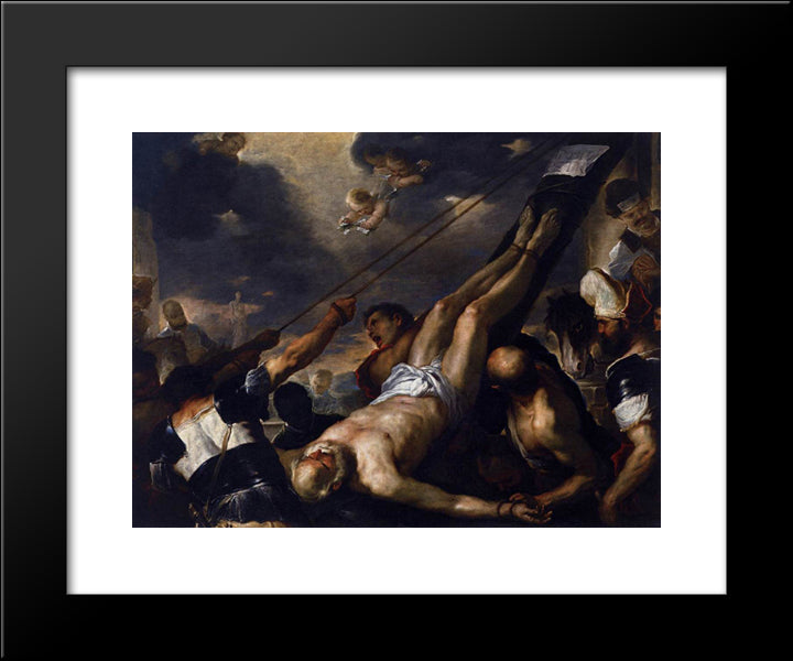 Crucifixion Of Saint Peter 20x24 Black Modern Wood Framed Art Print Poster by Giordano, Luca