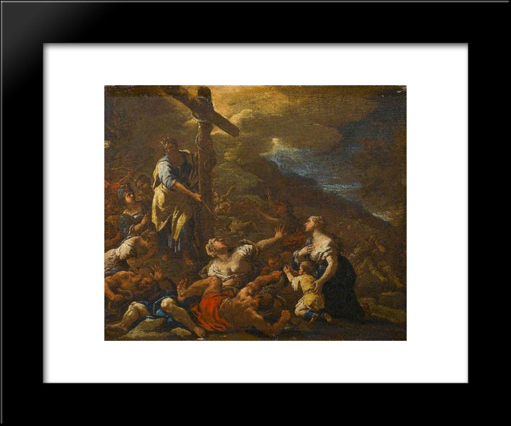 Moses And The Brazen Serpent 20x24 Black Modern Wood Framed Art Print Poster by Giordano, Luca