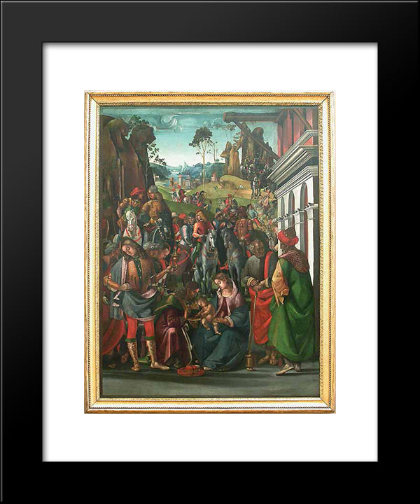 Adoration Of The Magi 20x24 Black Modern Wood Framed Art Print Poster by Signorelli, Luca