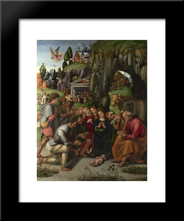 Adoration Of The Shepherds 20x24 Black Modern Wood Framed Art Print Poster by Signorelli, Luca