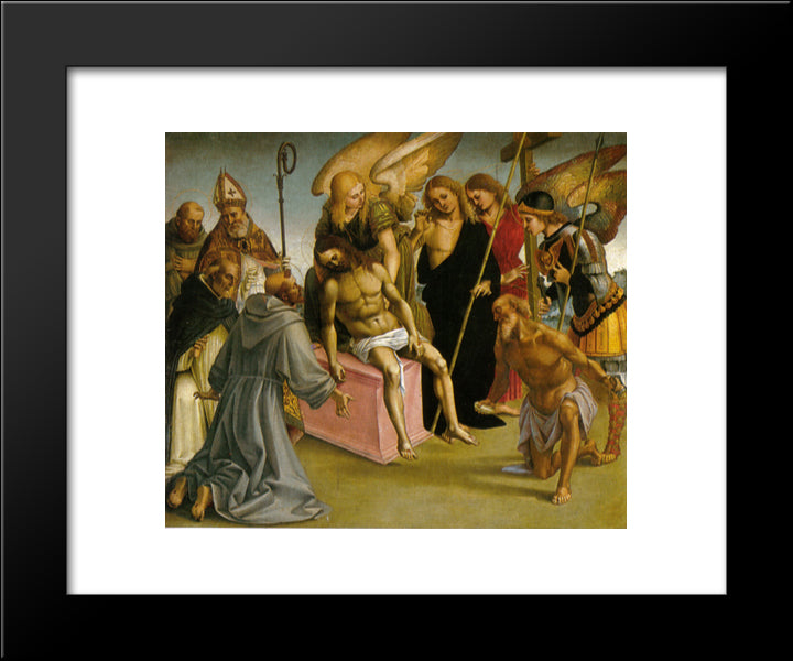 Lamentation Over The Dead Christ With Angels And Saints 20x24 Black Modern Wood Framed Art Print Poster by Signorelli, Luca