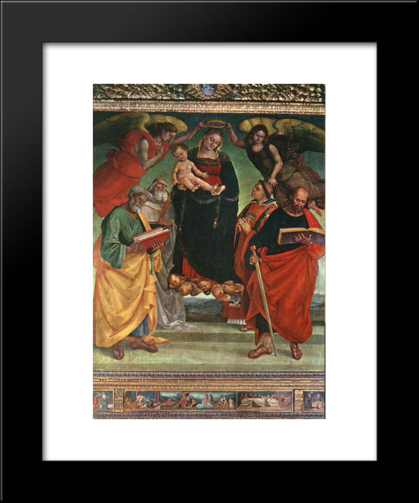 Madonna And Child With Saints 20x24 Black Modern Wood Framed Art Print Poster by Signorelli, Luca
