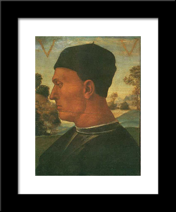 Portrait Of Vitellozzo Vitelli 20x24 Black Modern Wood Framed Art Print Poster by Signorelli, Luca