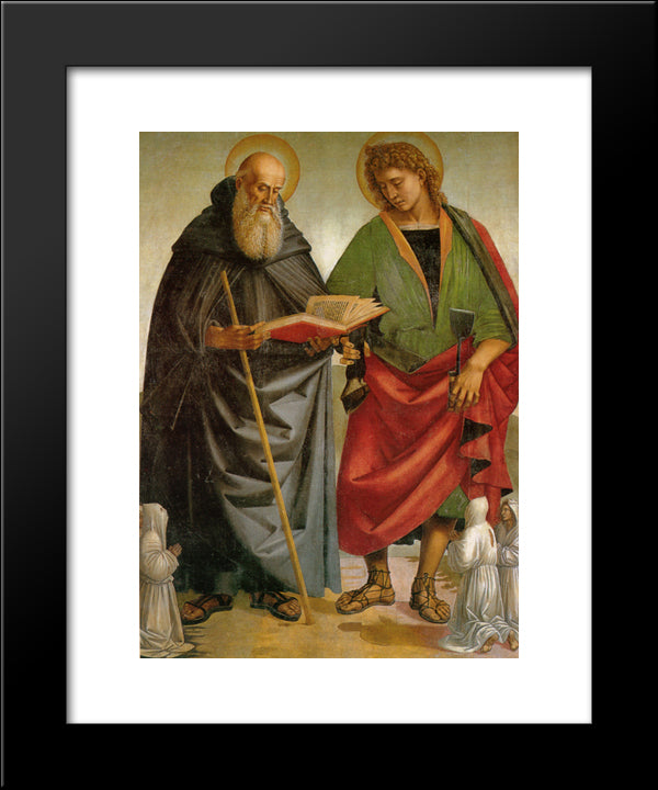 Saints Eligius And Antonio 20x24 Black Modern Wood Framed Art Print Poster by Signorelli, Luca