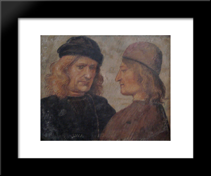 Self-Portrait Of Luca Signorelli (Left) 20x24 Black Modern Wood Framed Art Print Poster by Signorelli, Luca