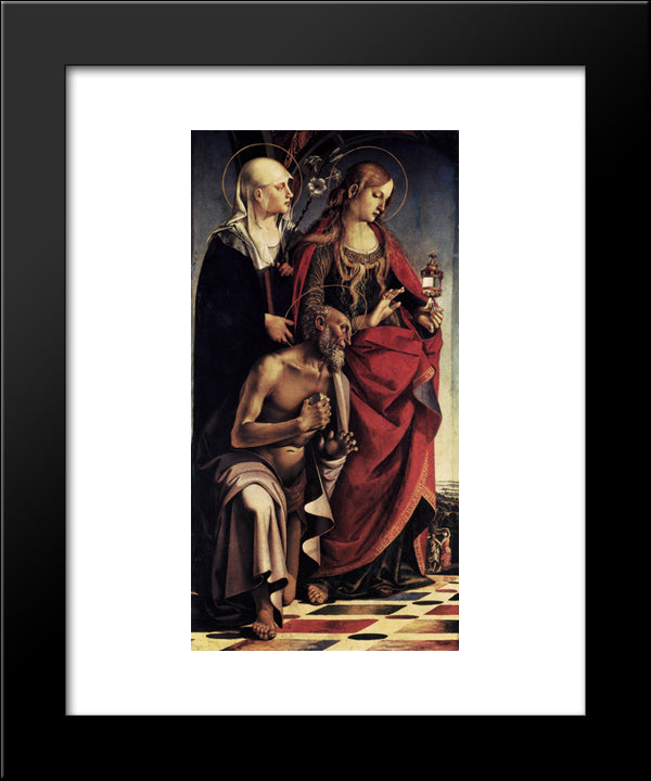 St. Augustine Altarpiece (Left Wing) 20x24 Black Modern Wood Framed Art Print Poster by Signorelli, Luca