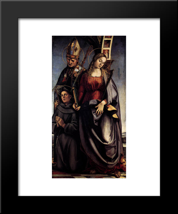 St. Augustine Altarpiece (Right Wing) 20x24 Black Modern Wood Framed Art Print Poster by Signorelli, Luca