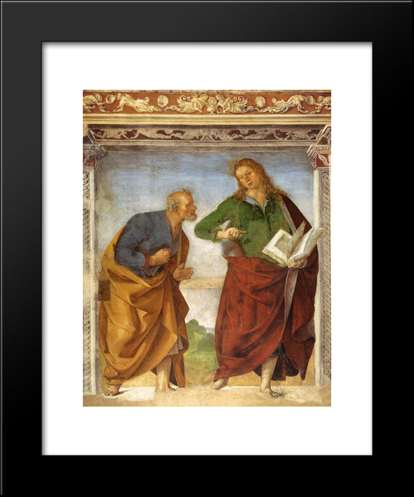 The Apostles Peter And John The Evangelist 20x24 Black Modern Wood Framed Art Print Poster by Signorelli, Luca