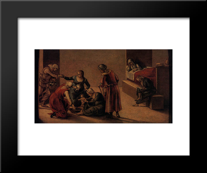 The Birth Of The Virgin 20x24 Black Modern Wood Framed Art Print Poster by Signorelli, Luca
