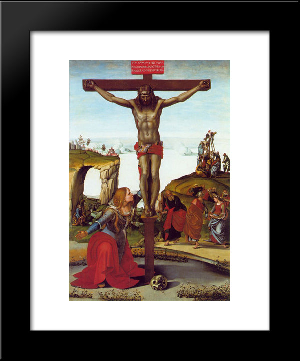 The Crucifixion With St. Mary Magdalen 20x24 Black Modern Wood Framed Art Print Poster by Signorelli, Luca