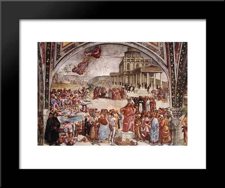 The Deeds Of The Antichrist 20x24 Black Modern Wood Framed Art Print Poster by Signorelli, Luca