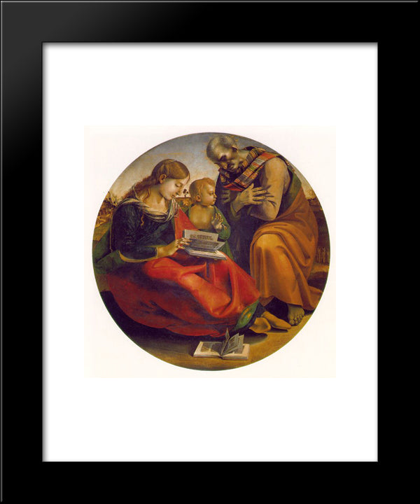 The Holy Family 20x24 Black Modern Wood Framed Art Print Poster by Signorelli, Luca