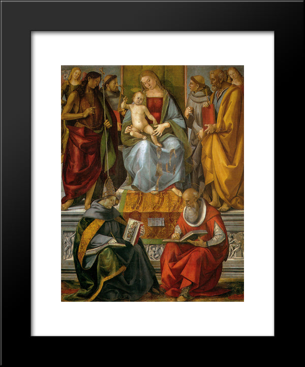 Virgin Enthroned With Saints 20x24 Black Modern Wood Framed Art Print Poster by Signorelli, Luca