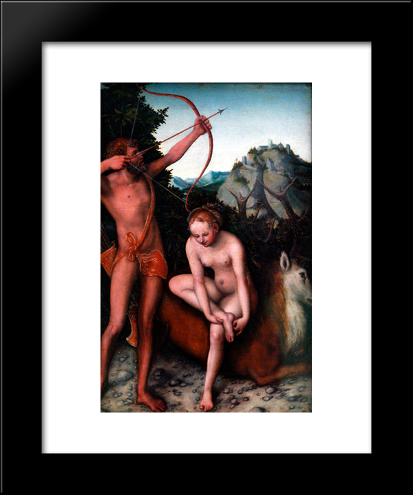 Apollo And Diana 20x24 Black Modern Wood Framed Art Print Poster by Cranach the Elder, Lucas