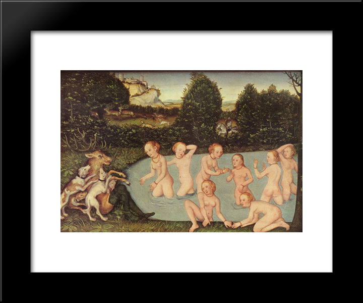Diana And Actaeon 20x24 Black Modern Wood Framed Art Print Poster by Cranach the Elder, Lucas