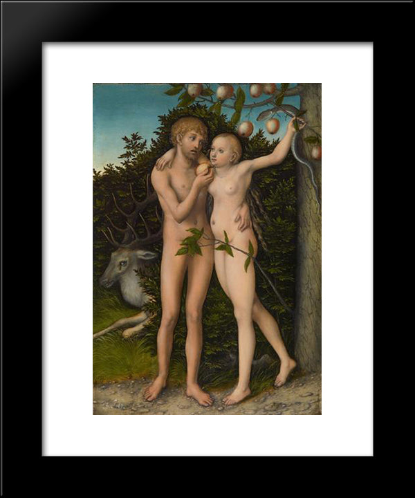 Fall Of Man 20x24 Black Modern Wood Framed Art Print Poster by Cranach the Elder, Lucas