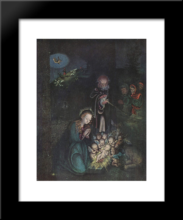 Nativity (Holy Night, Christmas) 20x24 Black Modern Wood Framed Art Print Poster by Cranach the Elder, Lucas