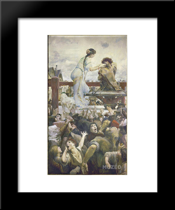 Esmeralda And Quasimodo 20x24 Black Modern Wood Framed Art Print Poster by Merson, Luc Olivier